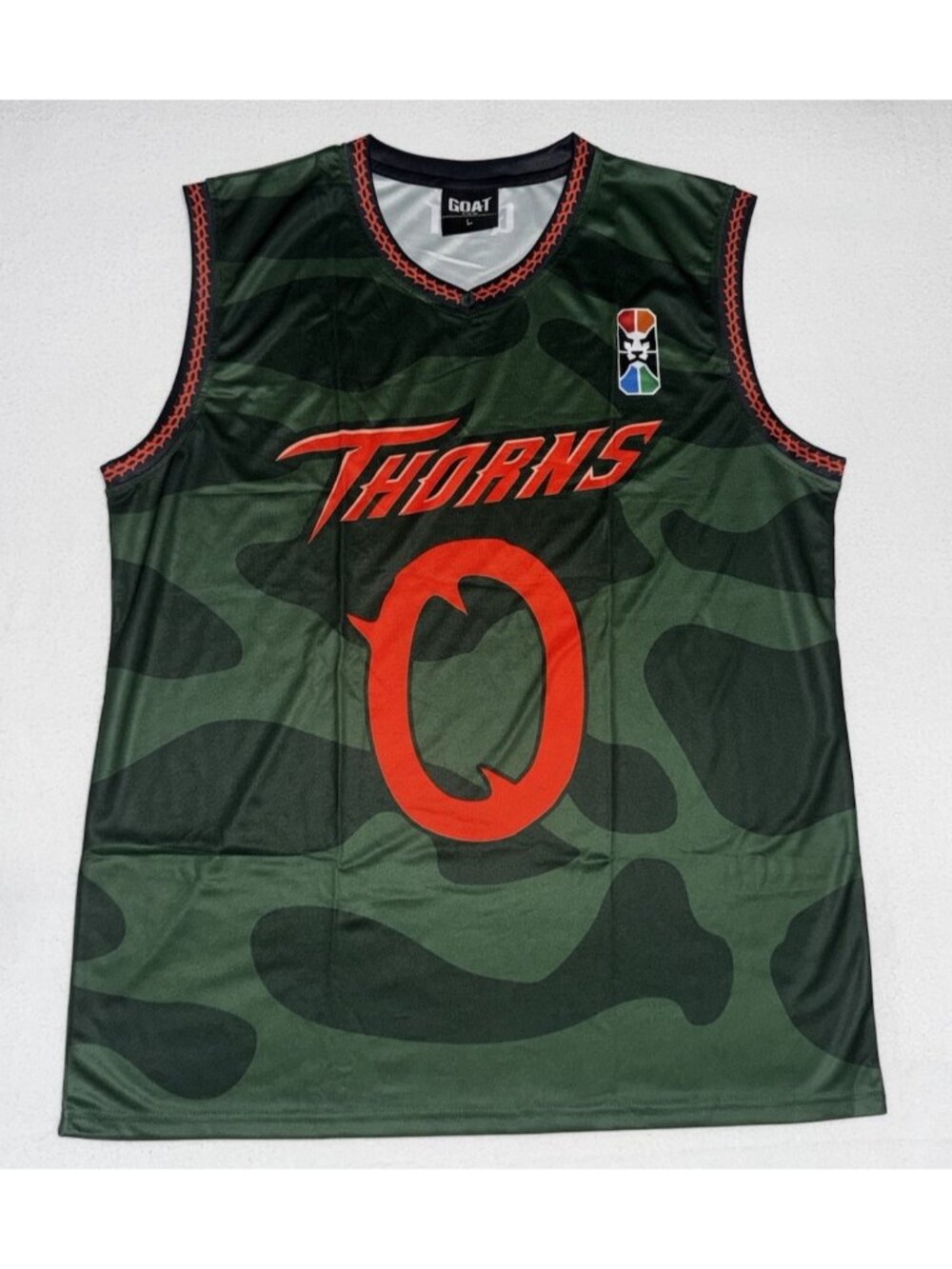 GOAT The Movie Thorns Harris #0 Camo Basketball Jersey Tank Green L V-Neck